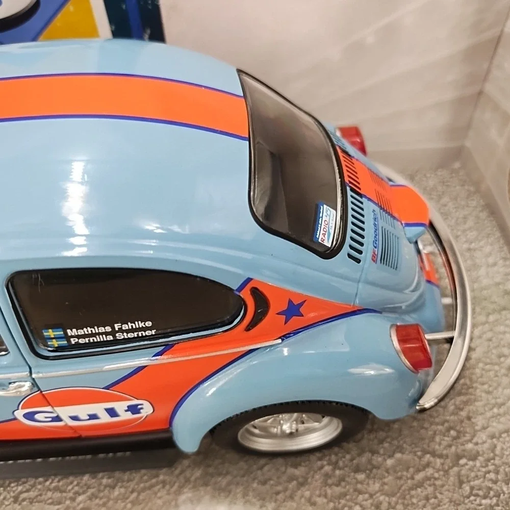 1:18 Solido Diecast Blue Volkswagen Beetle 1303 #7 GULF Rally Cold Balls 2019
